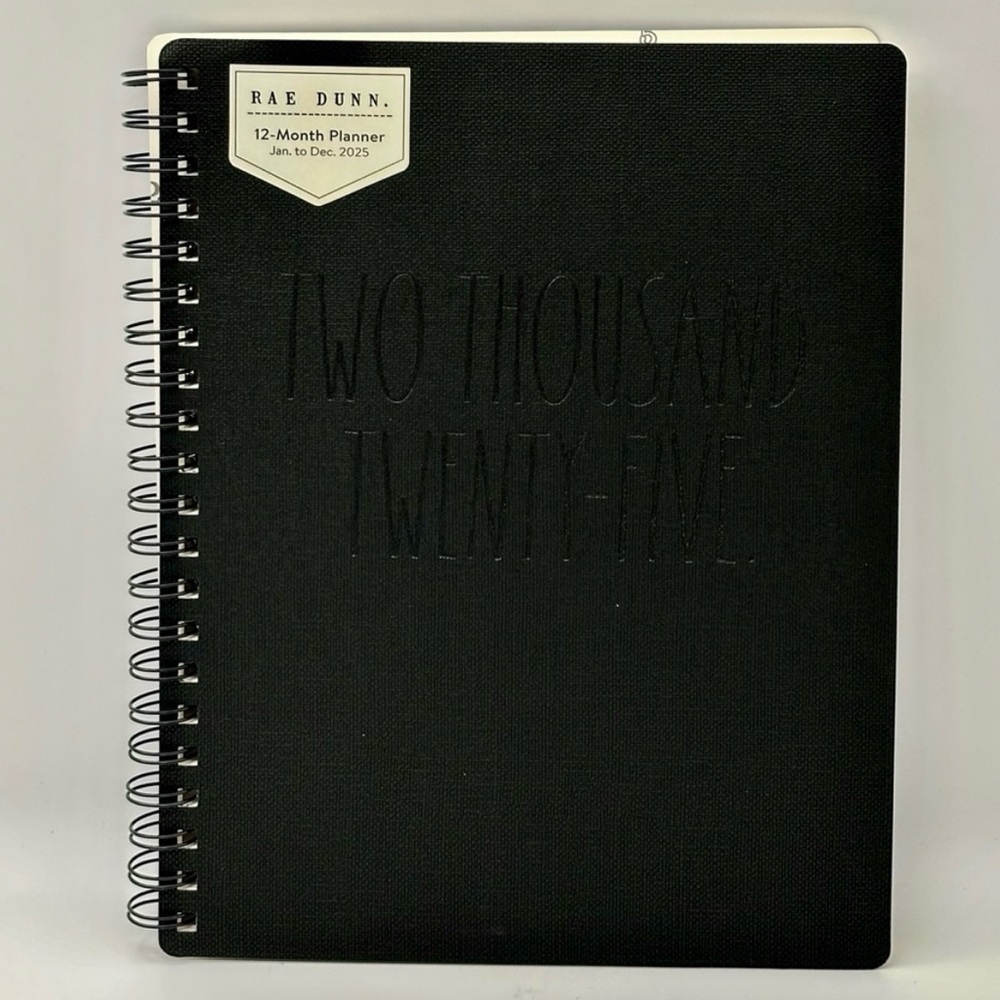 Rae Dunn 2025 Planner 12 month Planner Journal Soft Leather Cover Black